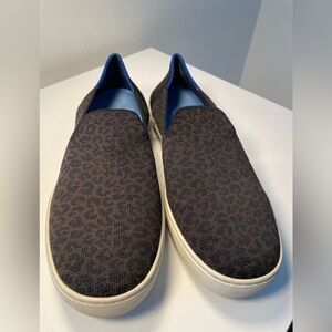 Rothys The Original Slip On Espresso Spot Animal Print Sneaker Womens Size 9